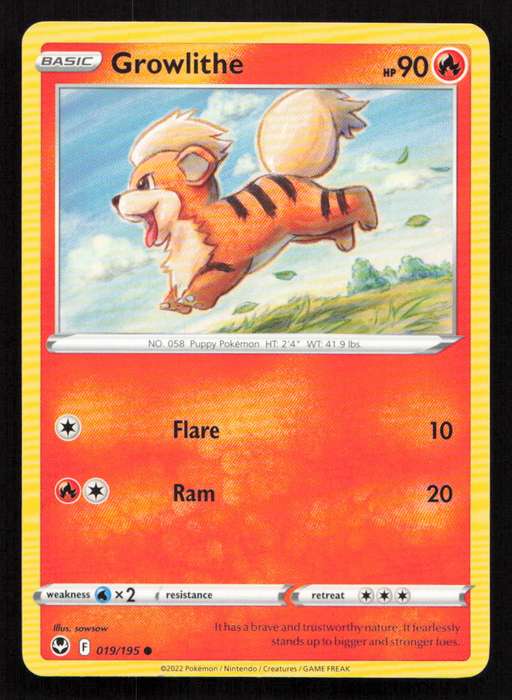 2020 Pokemon/Nintendo/Creatures/Game Freak SWSH12: Silver Tempest #019/195 Growlithe
