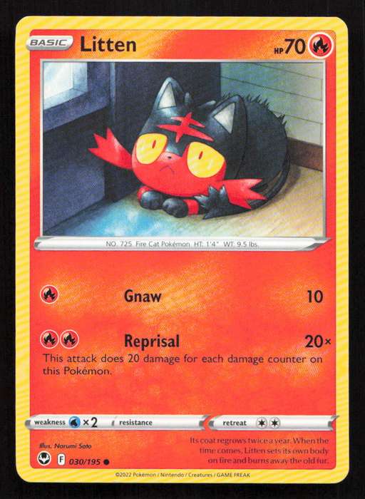 2020 Pokemon/Nintendo/Creatures/Game Freak SWSH12: Silver Tempest #030/195 Litten