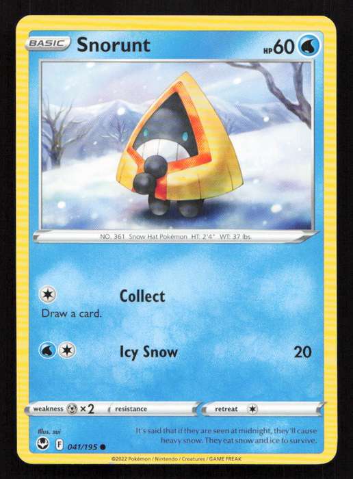 2020 Pokemon/Nintendo/Creatures/Game Freak SWSH12: Silver Tempest #041/195 Snorunt