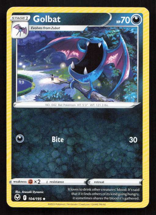 2020 Pokemon/Nintendo/Creatures/Game Freak SWSH12: Silver Tempest #104/195 Golbat