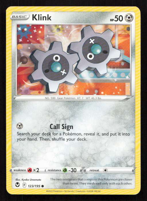 2020 Pokemon/Nintendo/Creatures/Game Freak SWSH12: Silver Tempest #123/195 Klink
