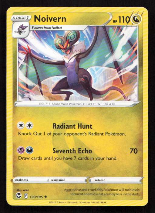 2020 Pokemon/Nintendo/Creatures/Game Freak SWSH12: Silver Tempest #133/195 Noivern