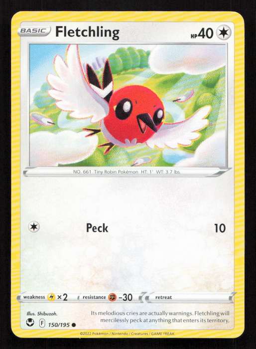 2020 Pokemon/Nintendo/Creatures/Game Freak SWSH12: Silver Tempest #150/195 Fletchling