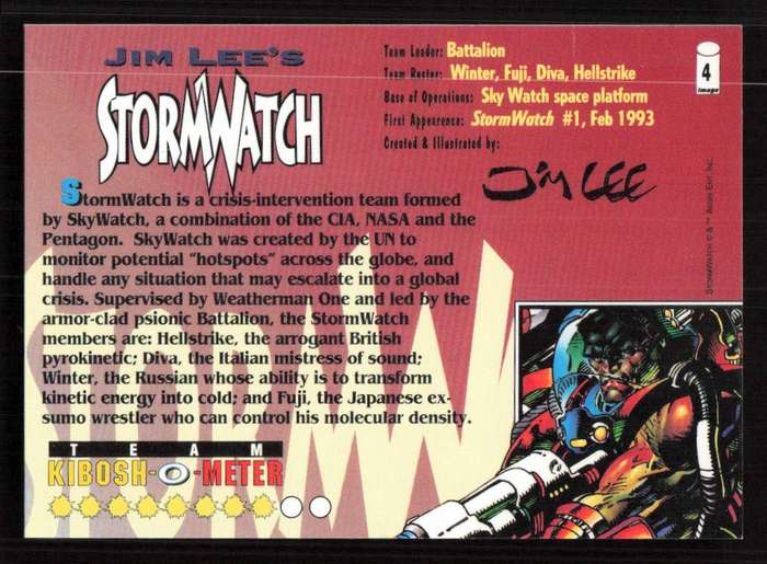 Wizard Magazine 1993 Jim Lee's Stromwatch  Card 4