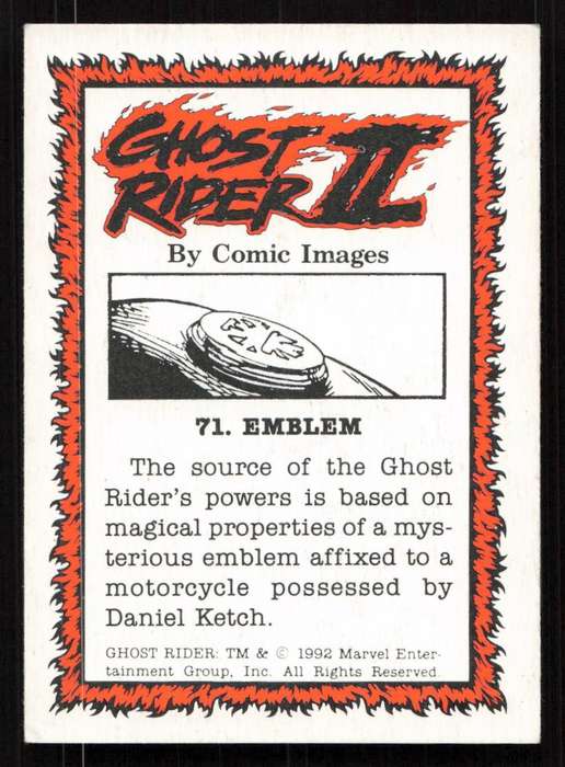 1992 Comic Images Ghost Rider II Card 71 Emblem