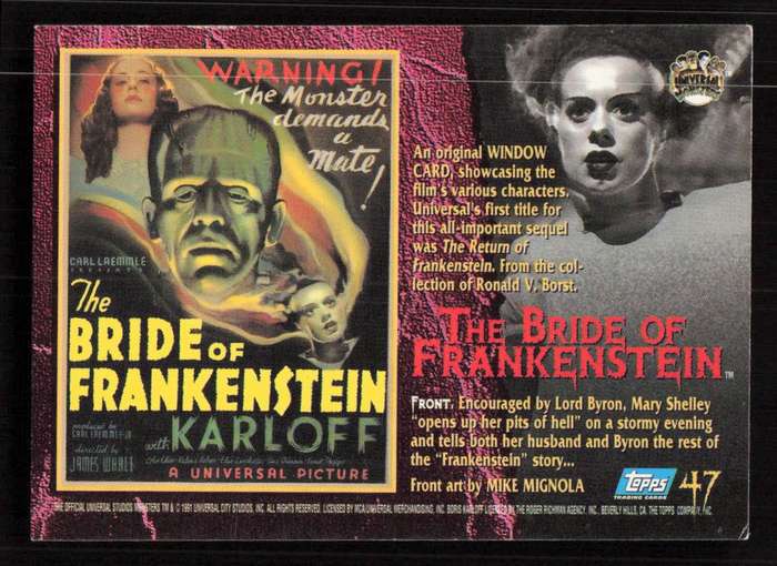 1991 Topps Universal Monsters Trading Card 47 The Bride of Frankenstein