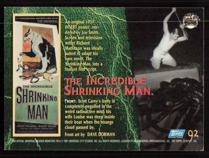 1991 Topps Universal Monsters Trading Card 92 The Incredible Shrinking Man