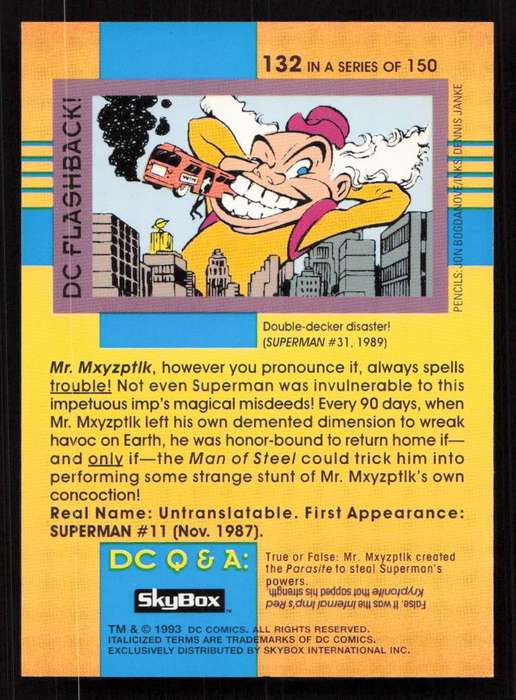 1993 SkyBox DC Comics Mr. Mxyzptlk Card 132
