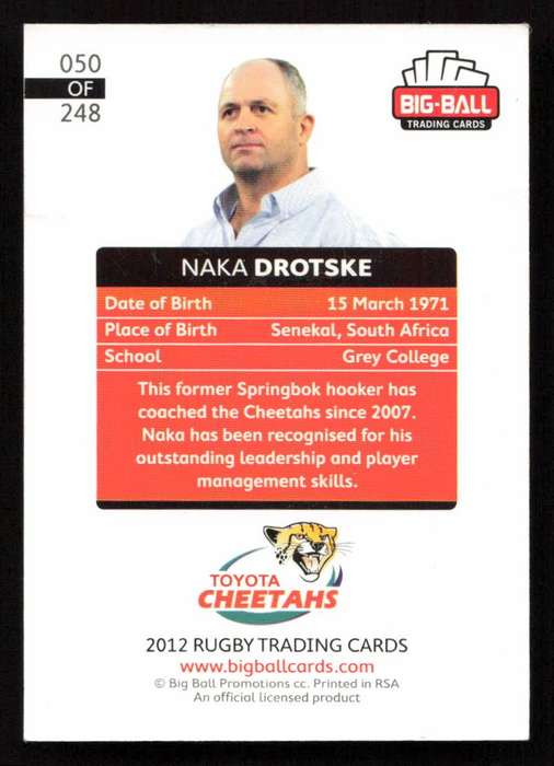 Big Ball 2012 Rugby Trading Card Card 050/248 Naka Drotskie