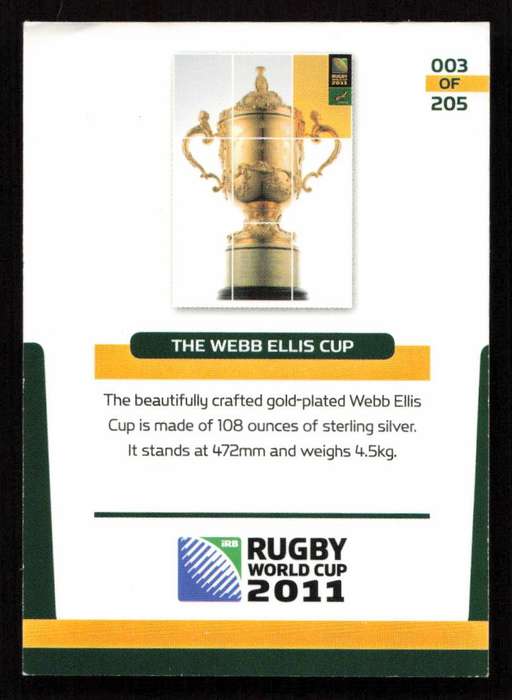Rugby World Cup 2011 - Card 003/205 - The Webb Ellis Cup