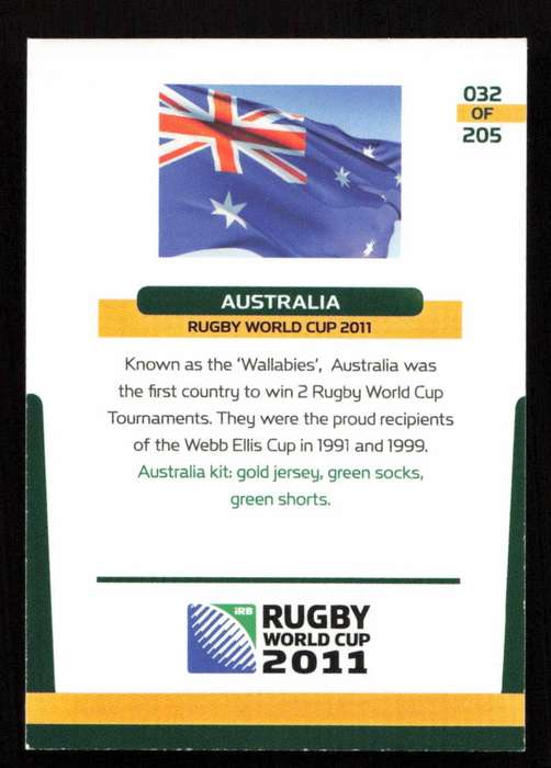 Rugby World Cup 2011 - Card 032/205 - Australia