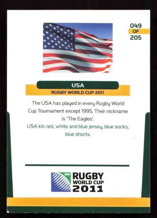 Rugby World Cup 2011 - Card 049/205 - USA
