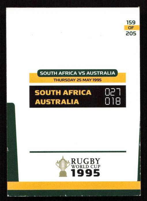 Rugby World Cup 1995 - Card 159/205 - South Africa VS Australia