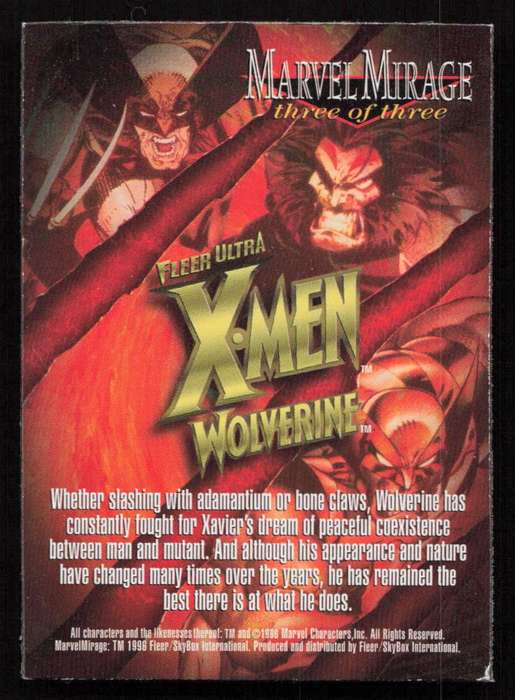 1996 Fleer Ultra Marvel X-Men Wolverine Marvel Mirage Three of Three