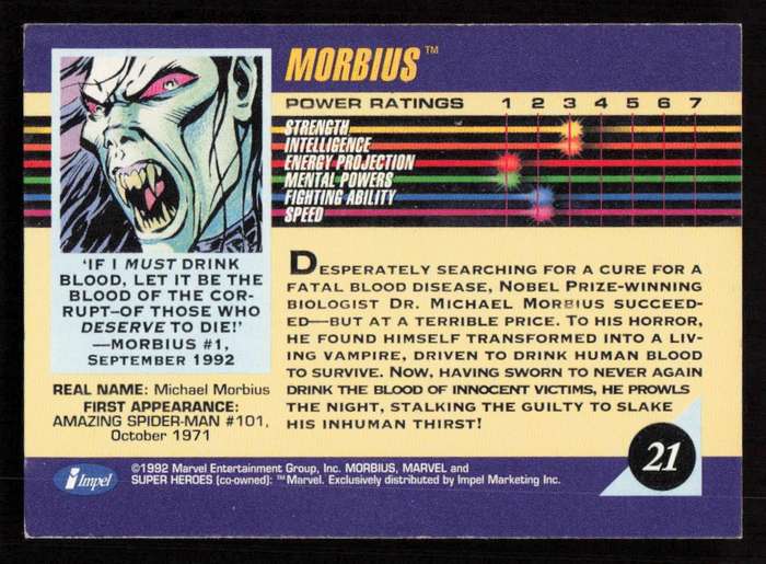 1992 Marvel Entertainment 21 Morbius