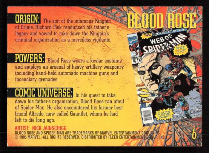 1995 Marvel Fleer Ultra Spider-man 6 Blood Rose