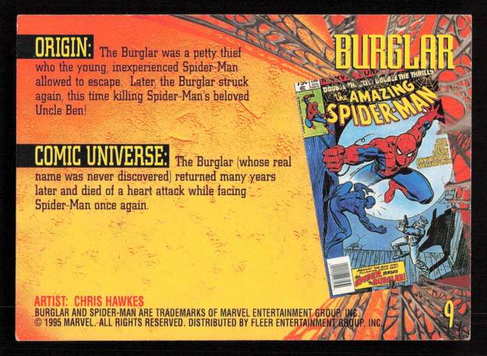 1995 Marvel Fleer Ultra Spider-man 9 Burglar