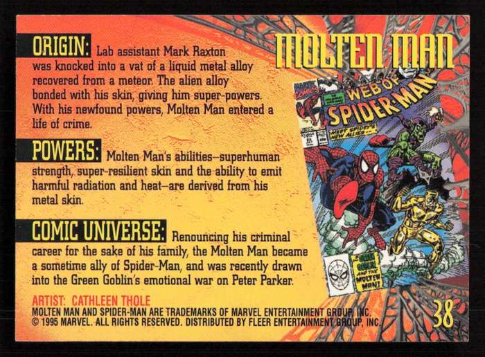 1995 Marvel Fleer Ultra Spider-man 38 Molten Man