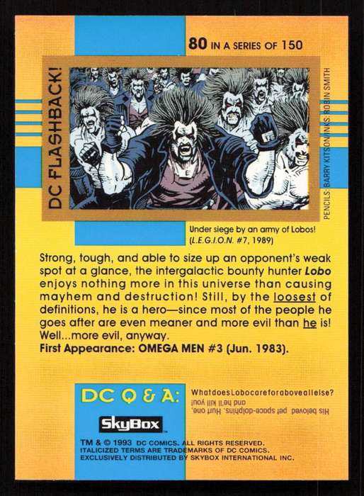 1993 SkyBox DC Comics Lobo Card 80