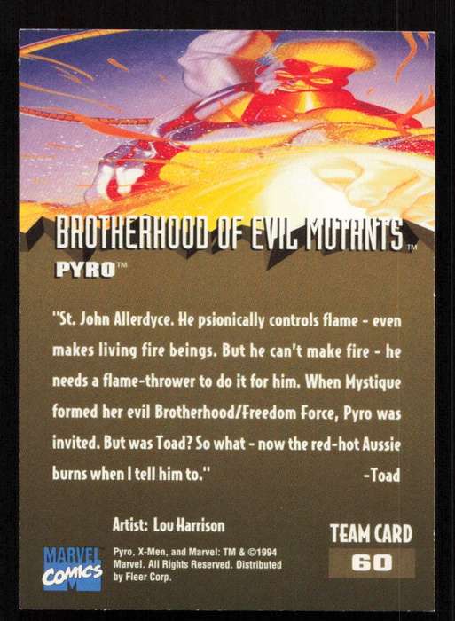 1995 Fleer Ultra X-Men 60 Brotherhood of Evil Mutants Pyro