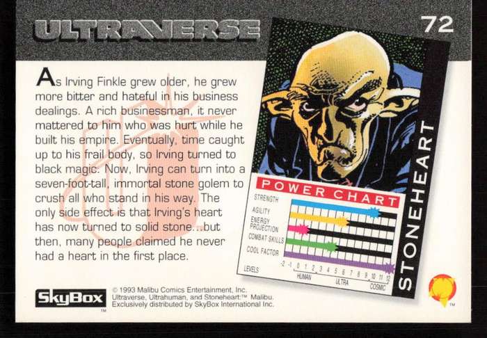 1993 SkyBox Ultraverse Stoneheart 72