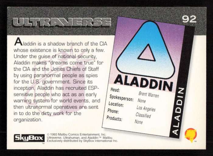 1993 SkyBox Ultraverse Aladdin 92
