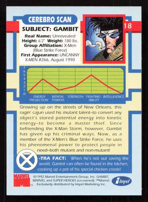 1992 Impel Marvel Gambit 18