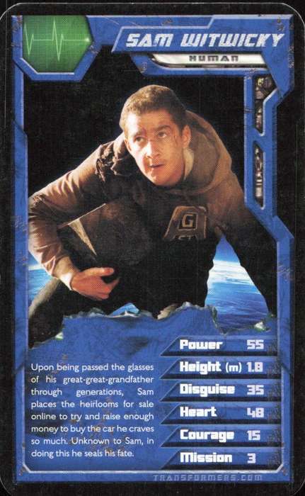 2007 Top Trumps Transformers Sam Witwicky