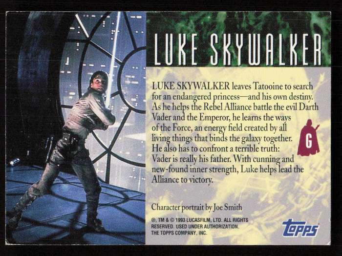 1993 Topps Star Wars Galaxy Luke Skywalker G