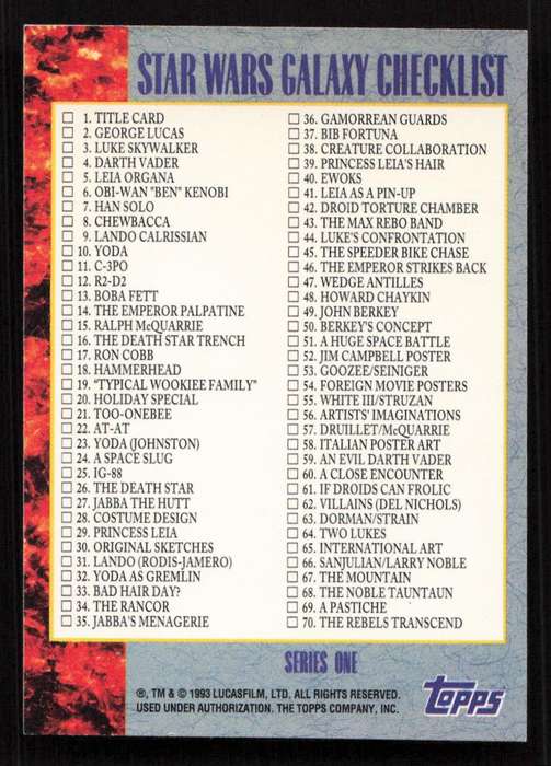 1993 Topps Star Wars Galaxy Checklist 140