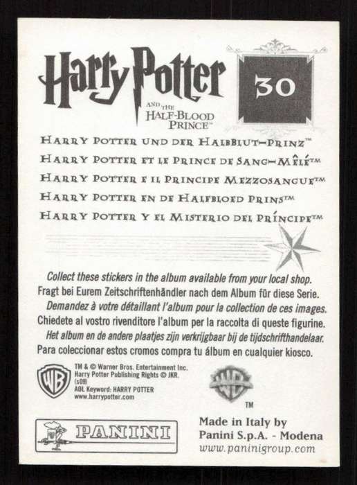Panini Stickers Harry Potter and the Half-Blood Prince 30