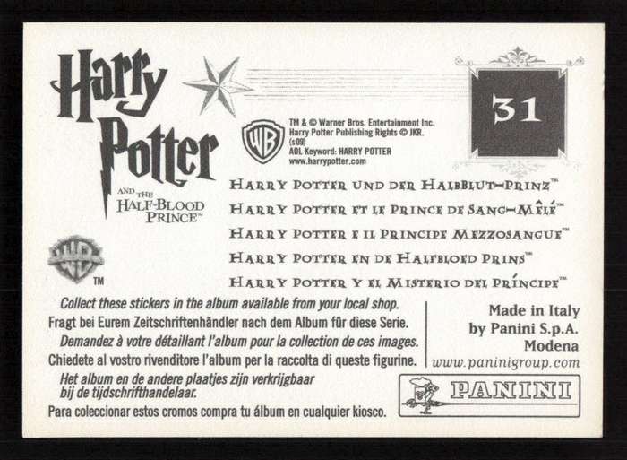 Panini Stickers Harry Potter and the Half-Blood Prince 31