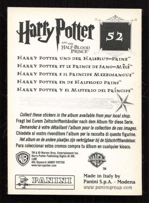 Panini Stickers Harry Potter and the Half-Blood Prince 52