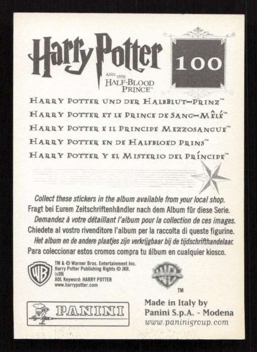 Panini Stickers Harry Potter and the Half-Blood Prince 100