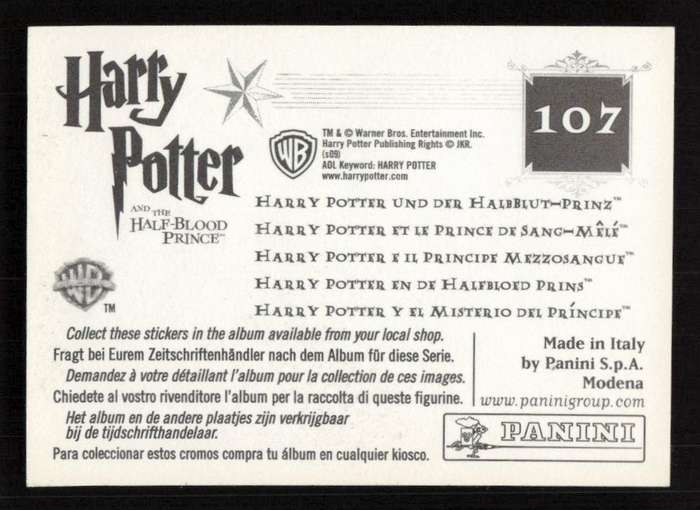 Panini Stickers Harry Potter and the Half-Blood Prince 107