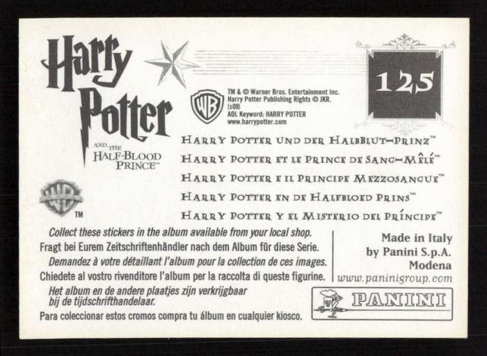 Panini Stickers Harry Potter and the Half-Blood Prince 125