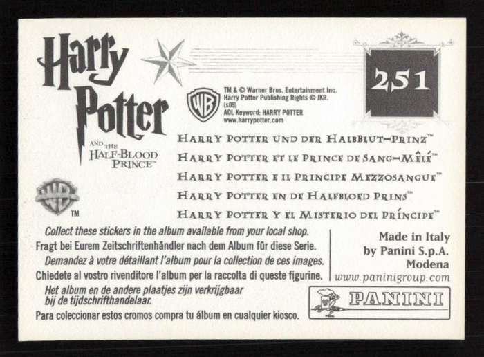 Panini Stickers Harry Potter and the Half-Blood Prince 251
