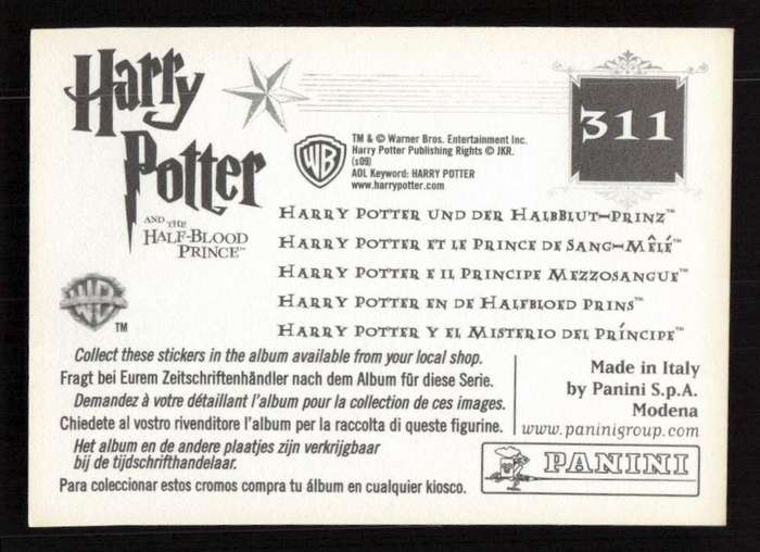 Panini Stickers Harry Potter and the Half-Blood Prince 311