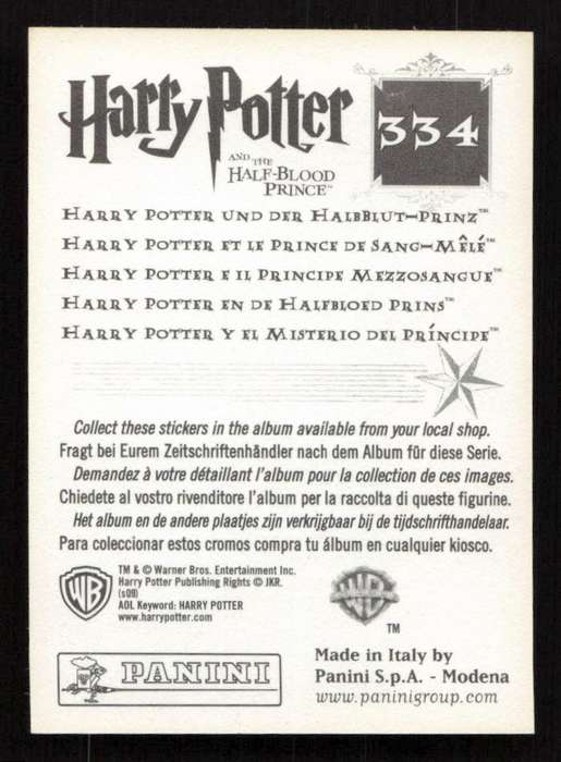 Panini Stickers Harry Potter and the Half-Blood Prince 334