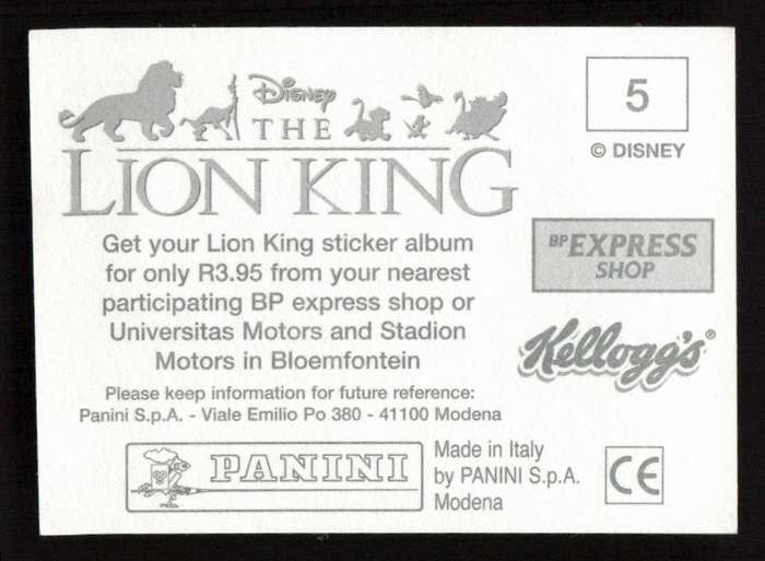 Panini Stickers Kellogg's Disney The Lion King 05
