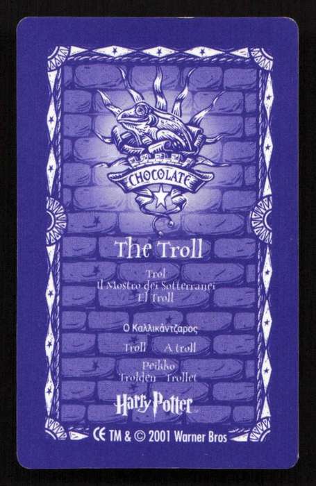 2001 Warner Bros. Harry Potter Chocolate Frog Lenticular Cards - Series 1 - The Troll