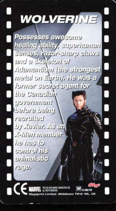 2003 Marvel Kellogg's Lenticular Card Wolverine