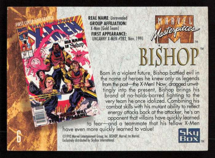1992 Marvel Masterpieces Bishop 6