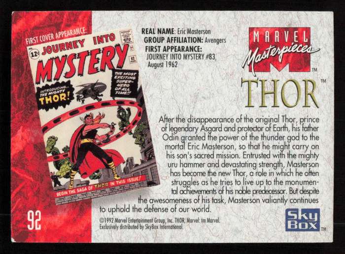 1992 Marvel Masterpieces Thor 92