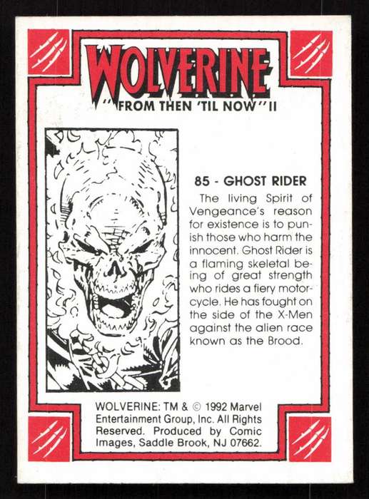 1992 Wolverine From Then 'Til Now II 85 Ghost Rider