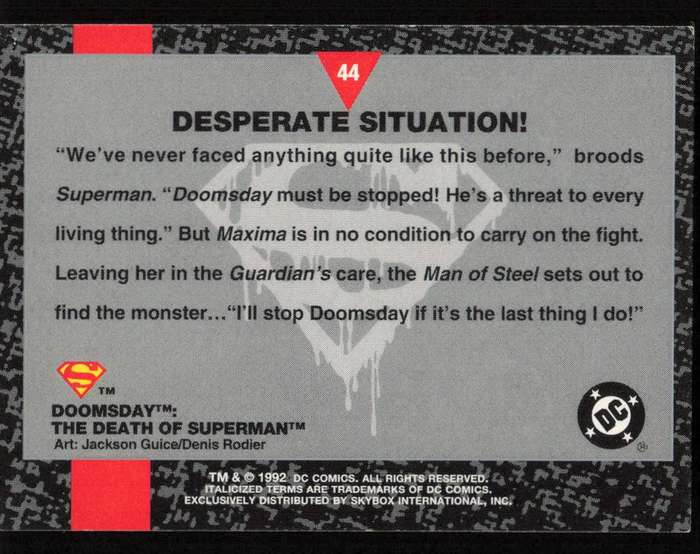 1992 DC Comics Doomsday The Death Of Superman 44 Desperate Situation!