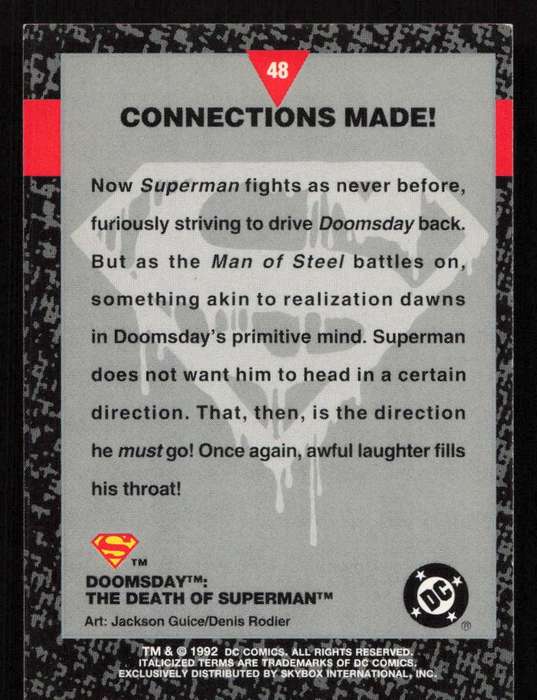 1992 DC Comics Doomsday The Death Of Superman 48 Connections Made!