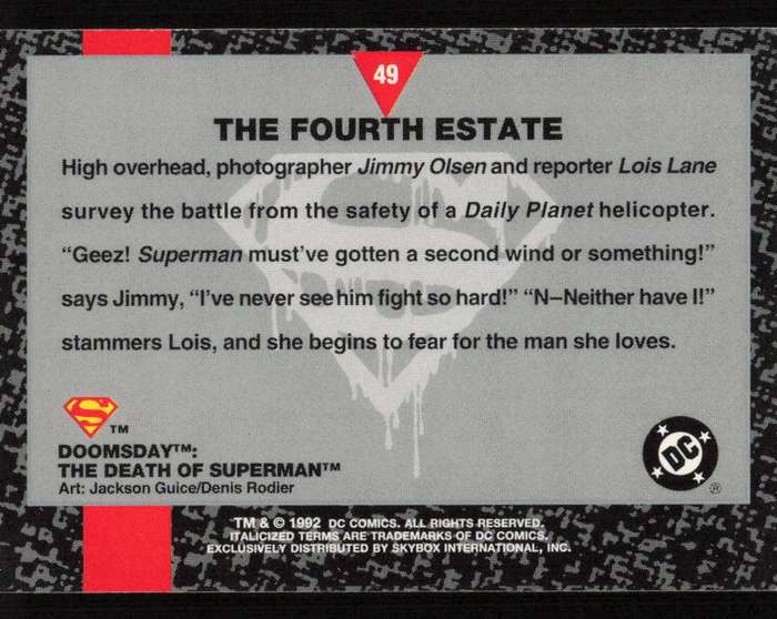 1992 DC Comics Doomsday The Death Of Superman 49 The Fourth Estate