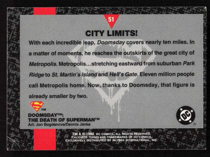 1992 DC Comics Doomsday The Death Of Superman 51 City Limits!