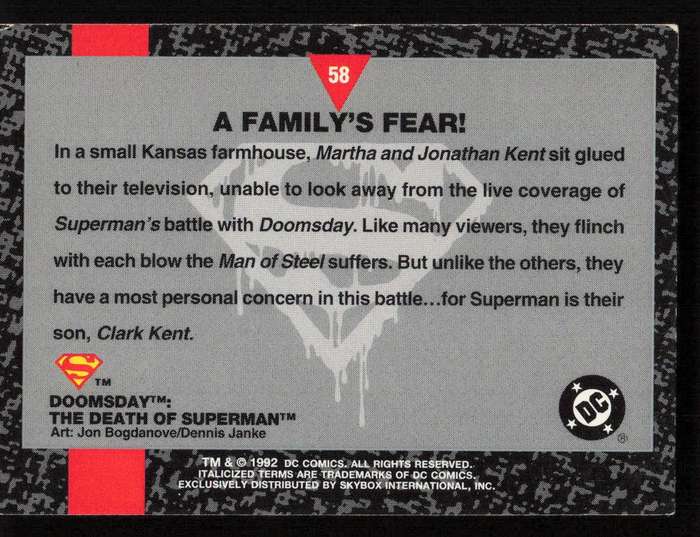 1992 DC Comics Doomsday The Death Of Superman 58 A Family's Fear!